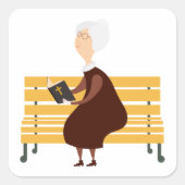 Alte Frau, die die Bibel liest Quadratischer Aufkleber (Vorderseite)