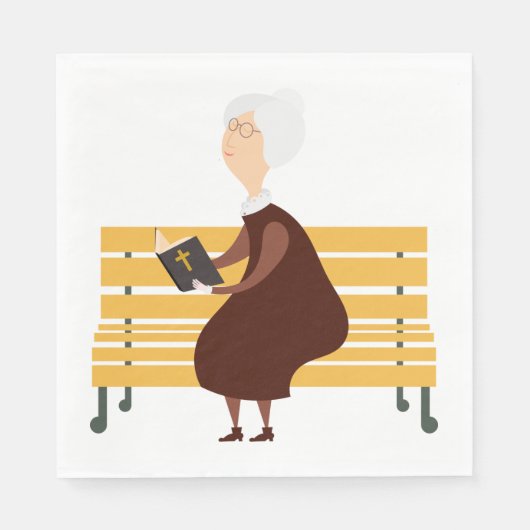 Alte Frau, die die Bibel liest Serviette (Vorderseite)