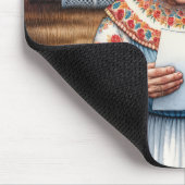 Alte Frau, die einen Brief durch eine Postbox lies Mousepad (Ecke)