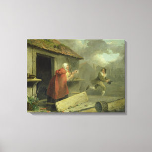Alte Frau, die einen Stock an einem Jungen, 1793 Leinwanddruck