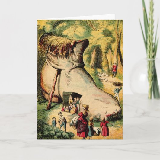 Alte Frau, die in einem Schuhwerk lebt, Grußkarte Karte (Vorderseite)