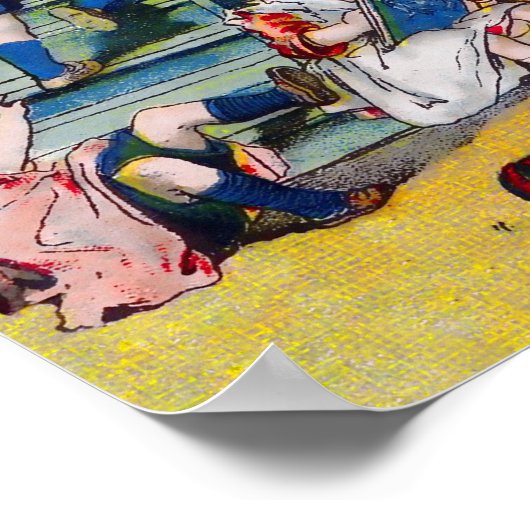 Alte Frau, die in einem Schuhwerk lebte Poster (Ecke)