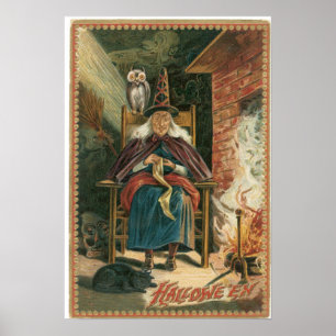 Alte Frau-Hexe-Vintages Plakat