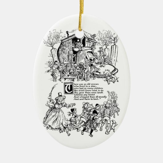 Alte Frau in einem Schuh-Kinderzimmer-Reim Keramikornament (Vorne)