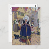 Alte Frau, Katze und Kinderzimmer im Zimmer Rhyme Postkarte (Vorne/Hinten)