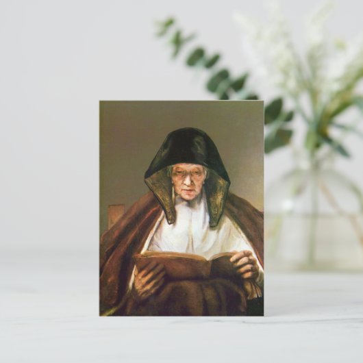 Alte Frau, Leserin von Rembrandt Postkarte (Stehend Vorderseite)