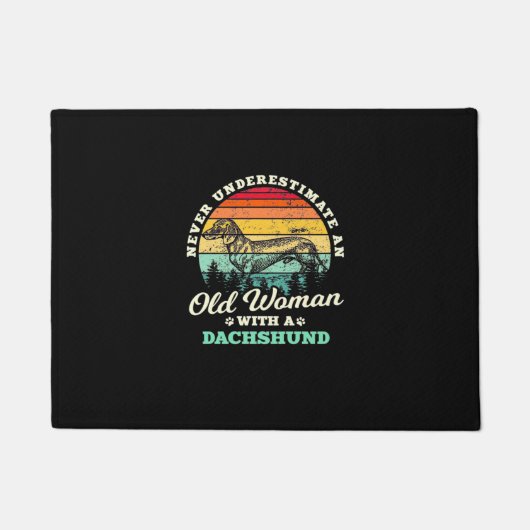 Alte Frau mit Dackel Fußmatte (Vorderseite)