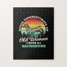 Alte Frau mit Dackel Puzzle