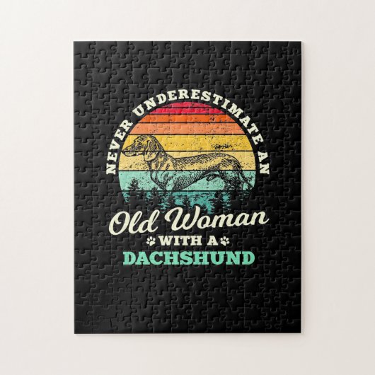 Alte Frau mit Dackel Puzzle (Vertikal)