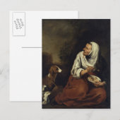 Alte Frau mit Hund Postkarte (Vorne/Hinten)