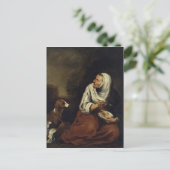 Alte Frau mit Hund Postkarte (Stehend Vorderseite)