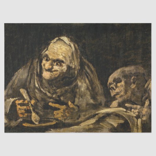 Alte Frau mit Skelett (Tod) (Francisco Goya) Seidenpapier (Vorderseite)