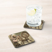 Alte Frau mit Untersetzer aus Spinnrad (Rechte Seite)