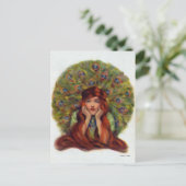 alte Frau, Pfauenfedern, neue Kunst Feiertagspostkarte (Stehend Vorderseite)