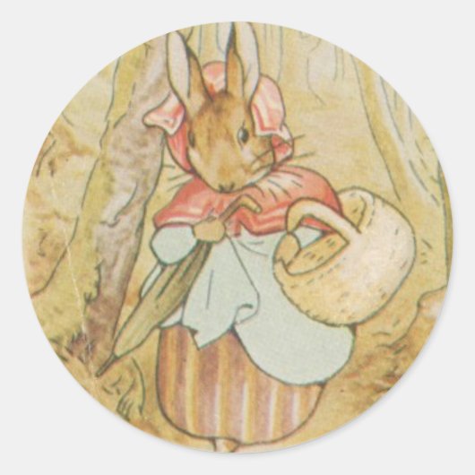Alte Frau Rabbit Beatrix Potter Rundaufkleber Runder Aufkleber (Vorderseite)