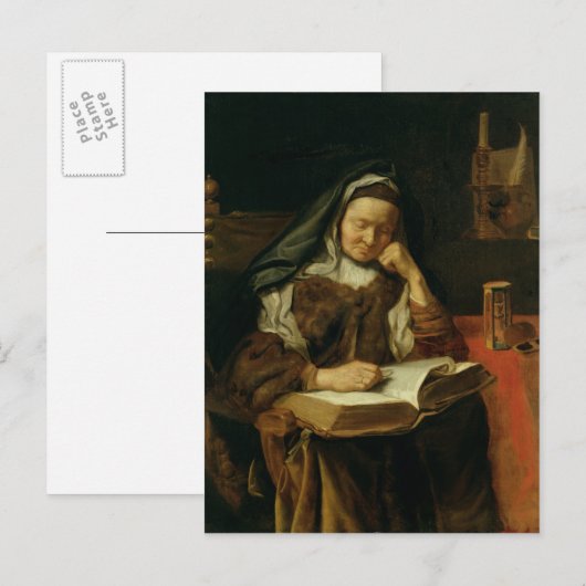 Alte Frau schlafen Postkarte (Vorne/Hinten)