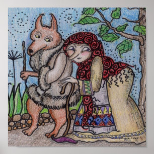 Alte Frau und Wolfie streben eine Poster