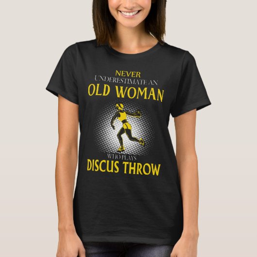 Alte Frauen, die Diskus spielen werfen T-Shirt (Vorderseite)