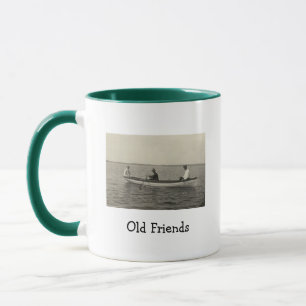 Alte Freunde Bootfahren Antikes Foto Kaffee Tasse