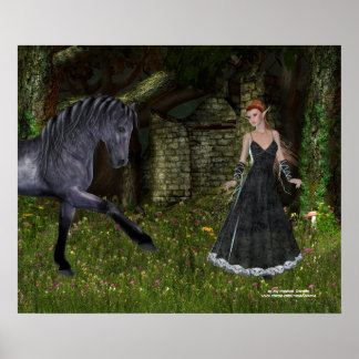 'Alte Freunde' - Elf & Black Horse Print/Poster Poster