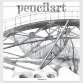 Alte Fußbrücke Pencilart Aufkleber (Blatt)