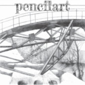 Alte Fußbrücke Pencilart Aufkleber (Vorderseite)