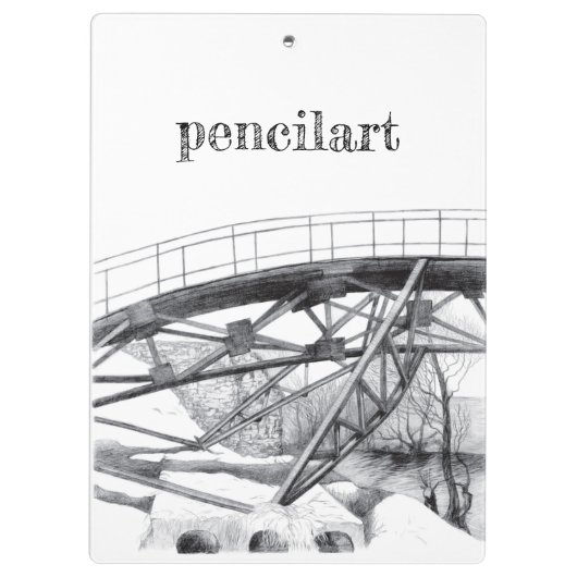 Alte Fußbrücke Pencilart Klemmbrett (Rückseite)