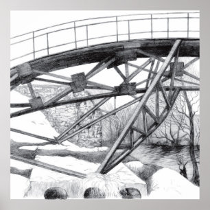 Alte Fußbrücke Pencilart Poster