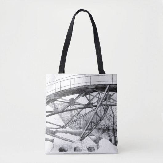 Alte Fußbrücke Pencilart Tasche (Vorderseite)
