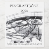 Alte Fußbrücke Pencilart Weinetikett (Einzelnes Label)