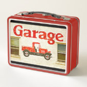 Alte Garage Metall Lunch Box (Rückseite)