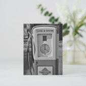 Alte Gaspumpe Schwarzweiß-Foto Postkarte (Stehend Vorderseite)