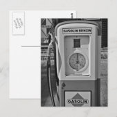 Alte Gaspumpe Schwarzweiß-Foto Postkarte (Vorne/Hinten)