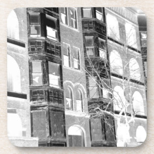 Alte Gebäude B/W negativ Getränkeuntersetzer