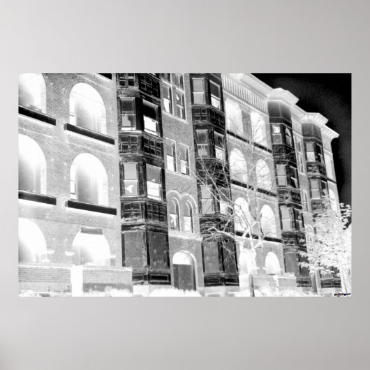 Alte Gebäude B/W - Negativ Poster (Vorne)