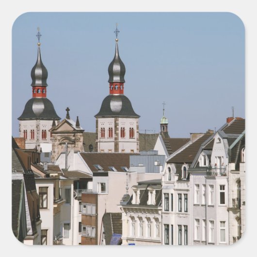 Alte Gebäude Quadratischer Aufkleber (Vorderseite)