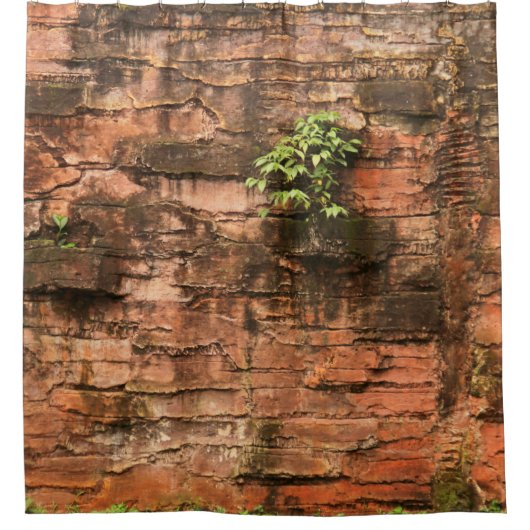 Alte gebrochene Backsteinwand Duschvorhang (Vorderseite)