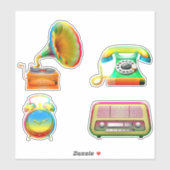 Alte gefärbte Krawatte Vintage Retrotelefonakte Aufkleber (Blatt)