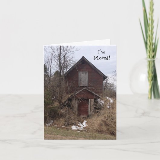 Alte Gehöft-Spaß-Karten-neue Adresse bewegter Ankündigung (Vorderseite)