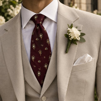 Alte Geld-Hochzeits-Signet-Ring Boutonniere Burgun Krawatte