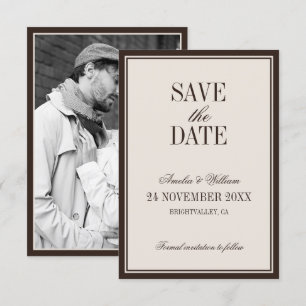 Alte Geldklasse Zeitlose Braune Creme-Hochzeit Save The Date