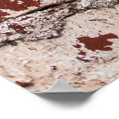 Alte gemalte Ziegelwand mit weißem Peeling Poster (Ecke)