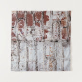 Alte gemalte Ziegelwand mit weißem Peeling Wandteppich (Vorderseite (Horizontal))