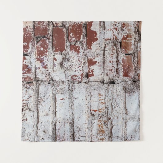 Alte gemalte Ziegelwand mit weißem Peeling Wandteppich (Vorderseite (Horizontal))