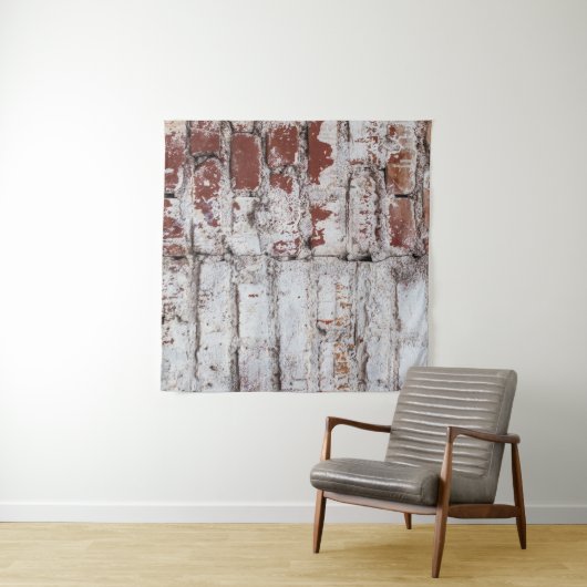 Alte gemalte Ziegelwand mit weißem Peeling Wandteppich (Beispiel (Horizontal))