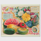 Alte Gemüse- Obst- Blumensaatgutwerbung Geschenkpapier (Flach)