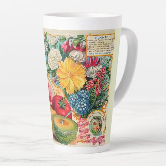 Alte Gemüse- Obst- Blumensaatgutwerbung Milchtasse (Rechte Ecke)