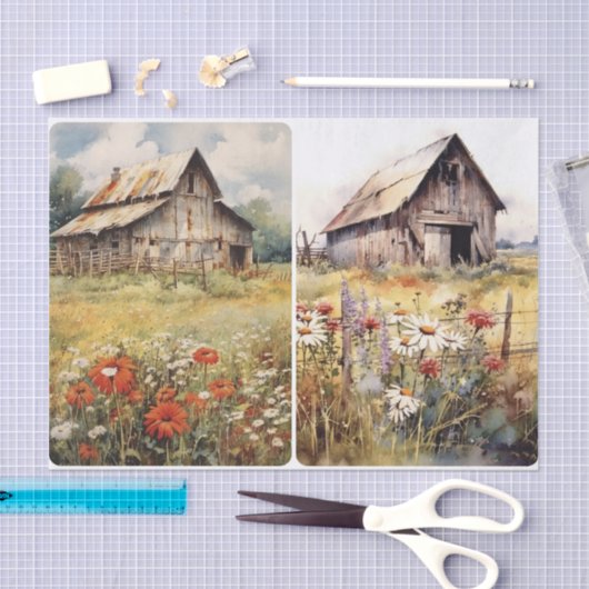 Alte, gequälte Barns Seidenpapier (Handwerk)