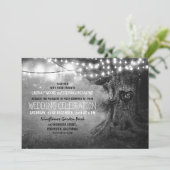 alte geschnitzte Bäume, blinkende Lichter rustikal Einladung (Stehend Vorderseite)