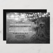 alte geschnitzte Bäume, blinkende Lichter rustikal Einladung (Vorne/Hinten)